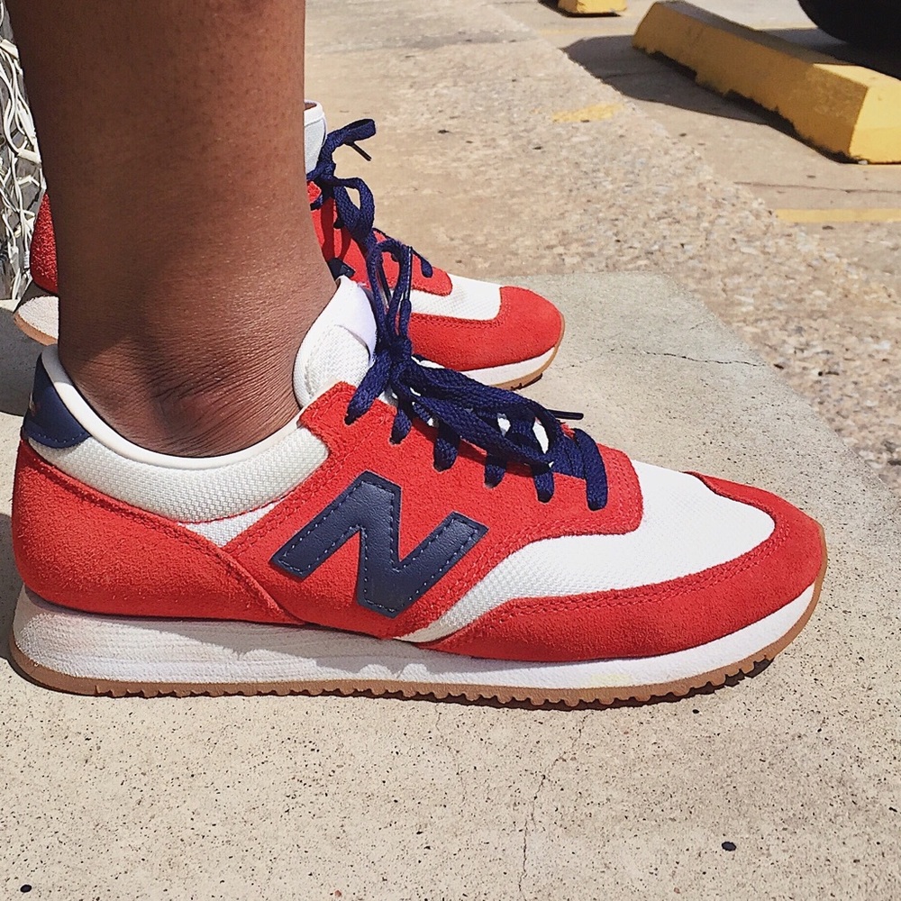 Vintage orange and navy new balance sneakers